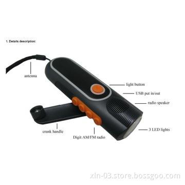 Portable Crank Dynamo Flashlight LED torch Light radio--Eagle